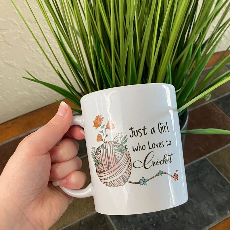 Personalized Crochet Yarn And Coffee Mug Cup