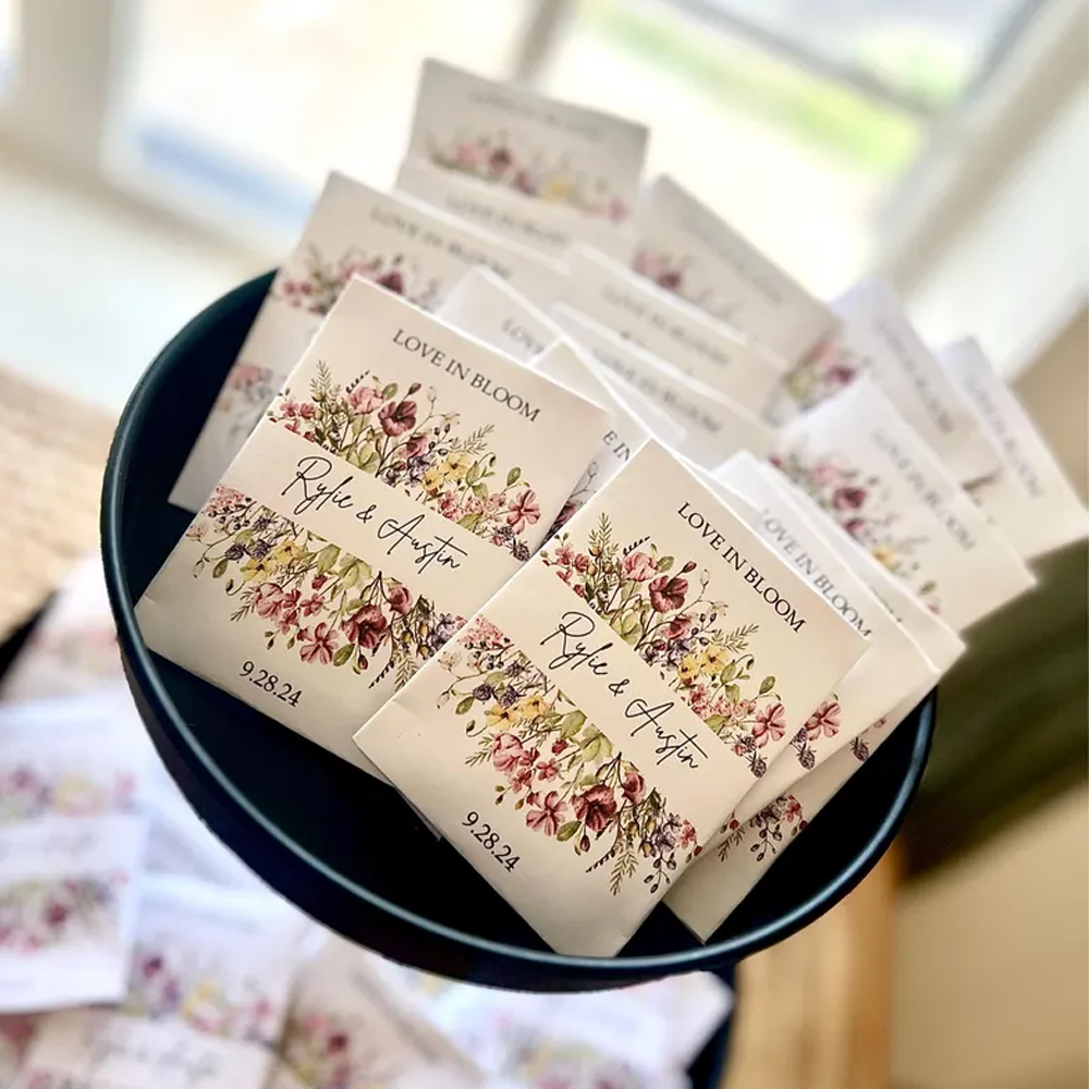 Personalized Eco-Friendly Wildflower Seed Packets – Perfect Wedding Favors & Bridal Shower Gifts