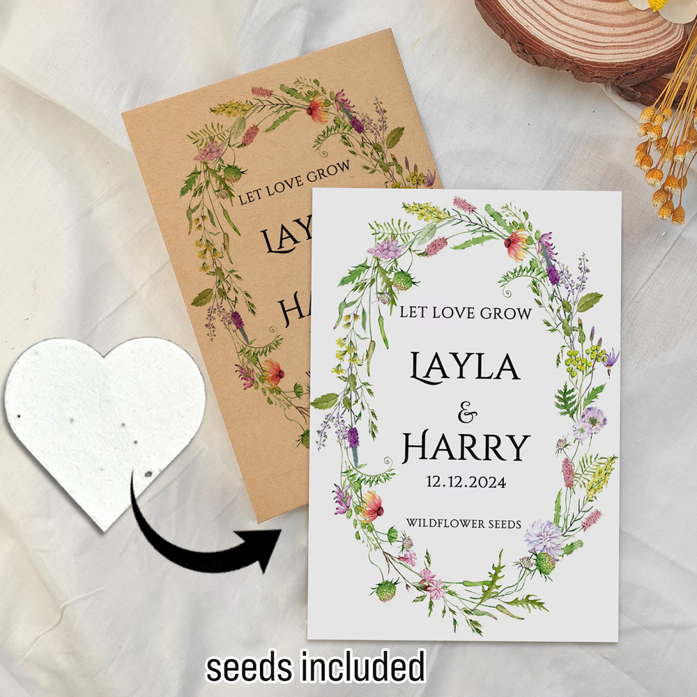 Personalized Eco-Friendly Wildflower Seed Packets – Perfect Wedding Favors & Bridal Shower Gifts