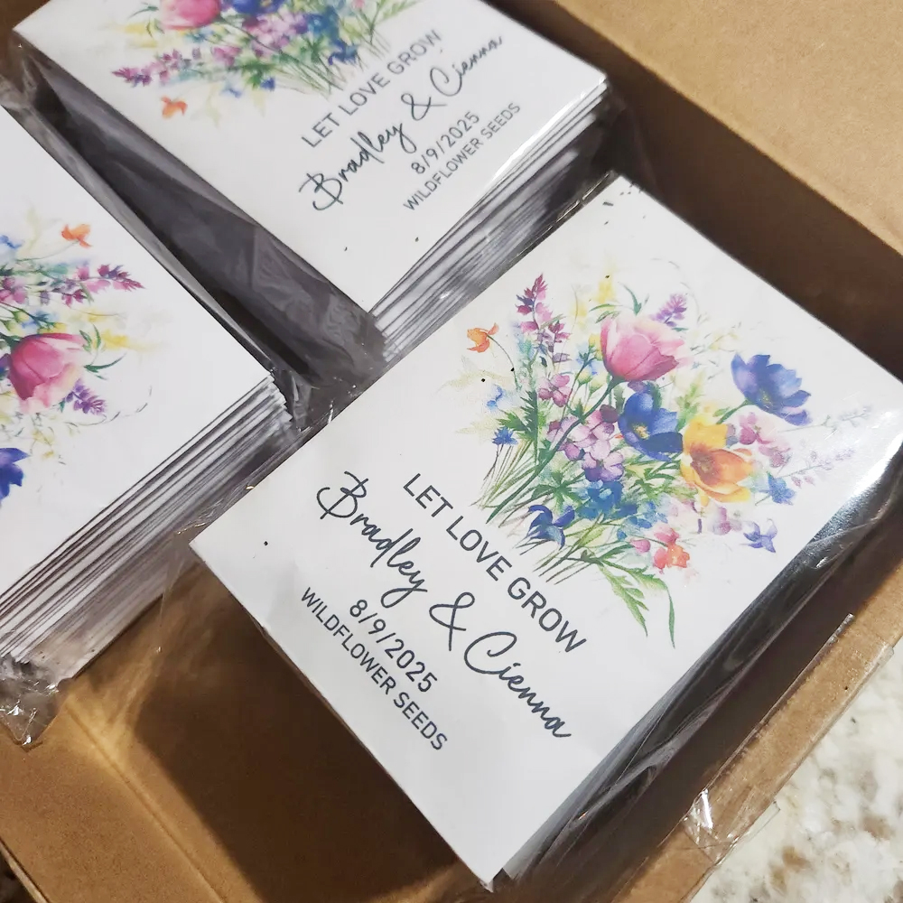 Personalized Eco-Friendly Wildflower Seed Packets – Perfect Wedding Favors & Bridal Shower Gifts