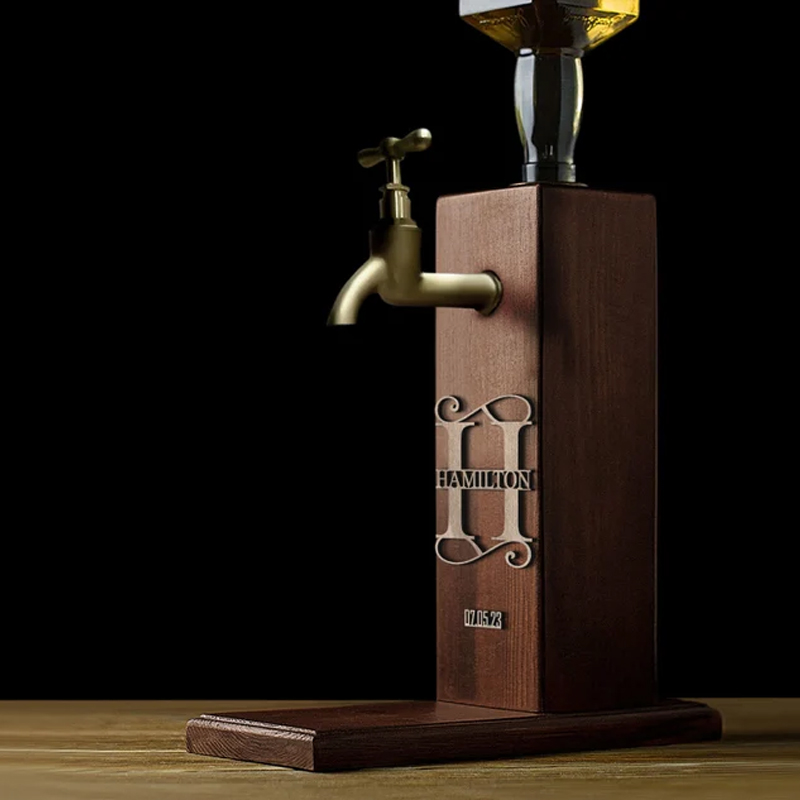 Personalized Embossed Name Wooden Whiskey Dispenser
