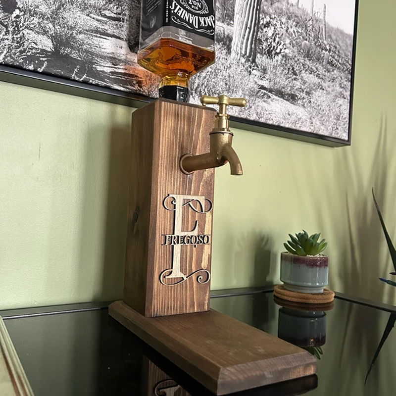 Personalized Embossed Name Wooden Whiskey Dispenser