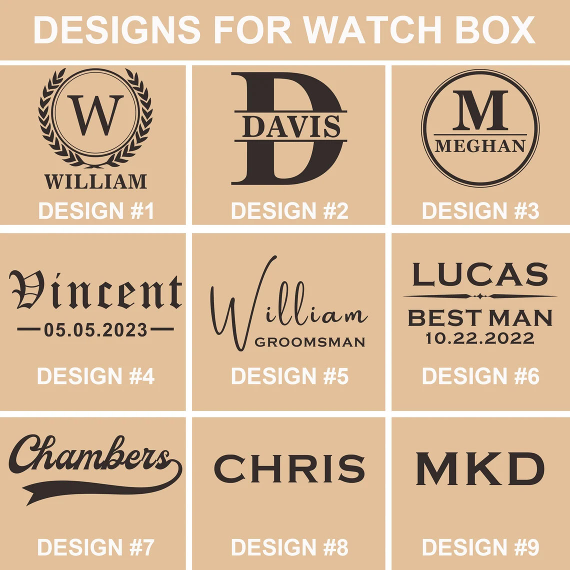 Personalized Engraved Leather Watch Case