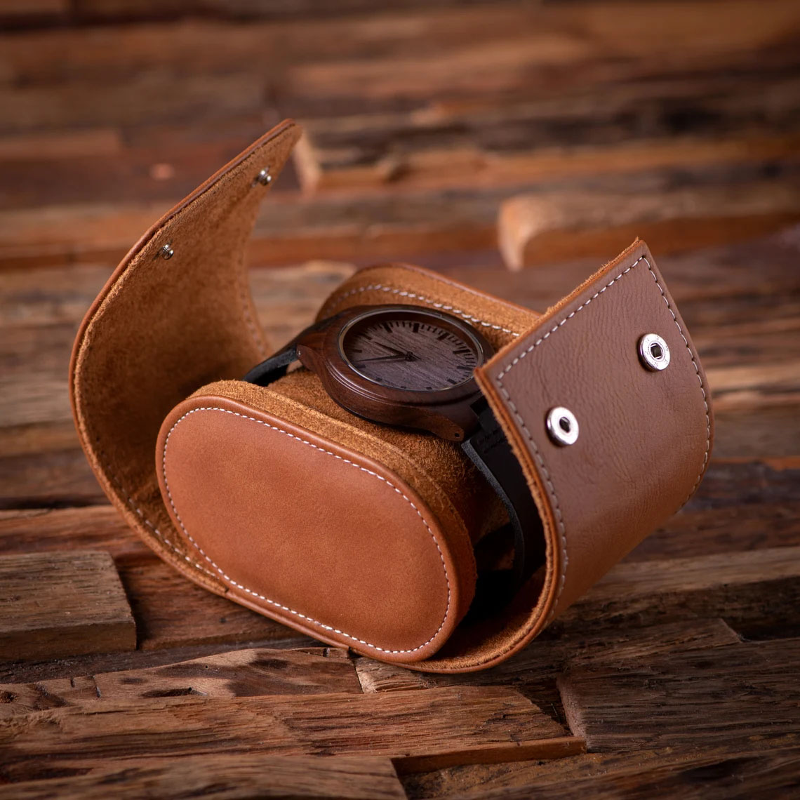 Personalized Engraved Leather Watch Case