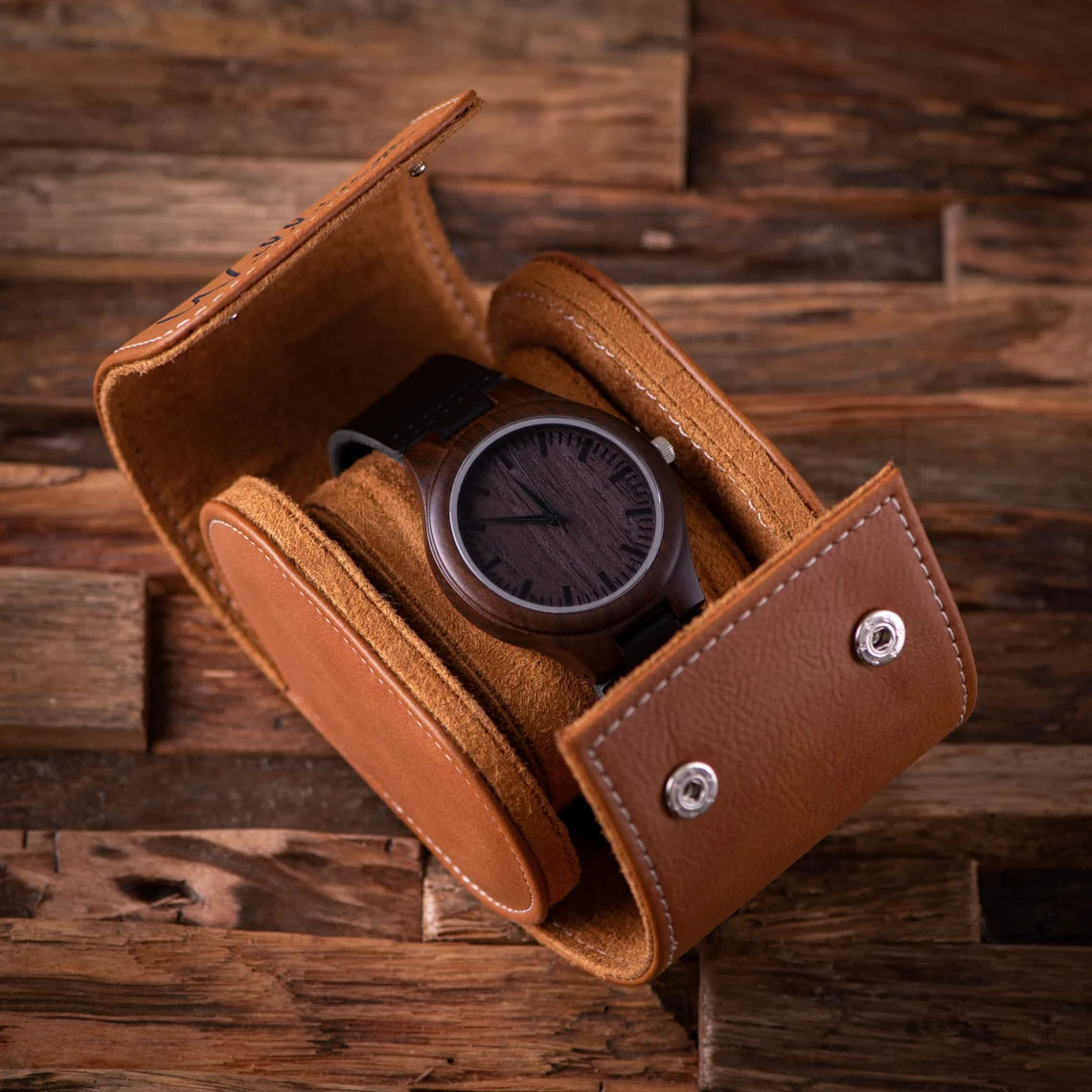 Personalized Engraved Leather Watch Case