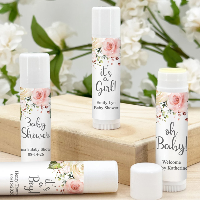 Personalized Floral Baby Shower Lip Balm Favors