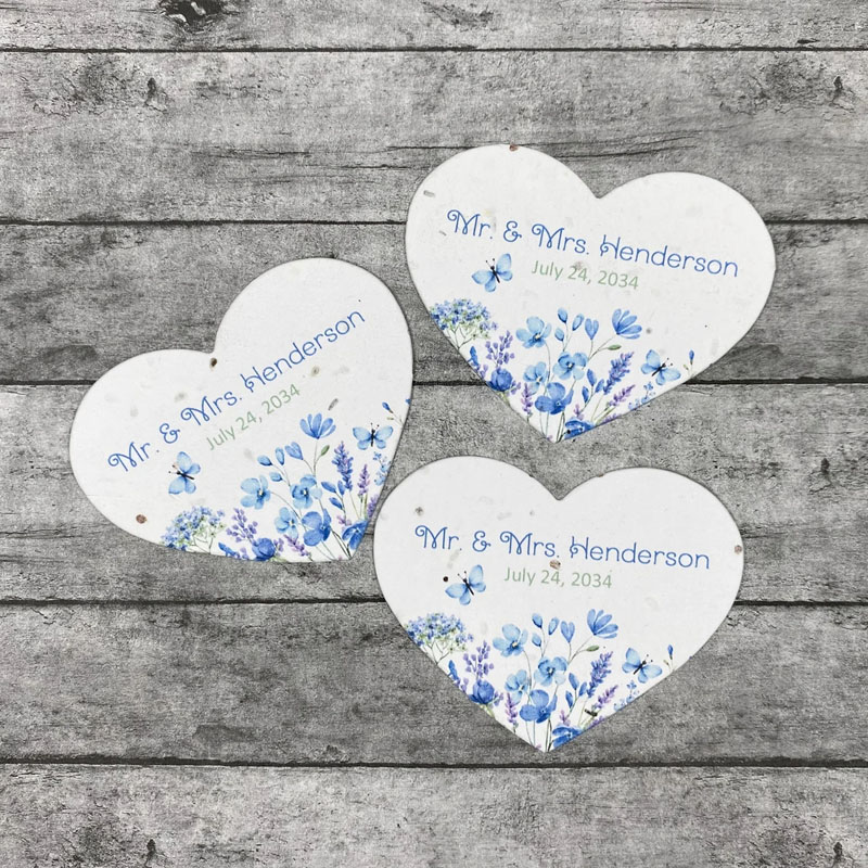 Personalized Floral Design Seed Paper Heart Favors