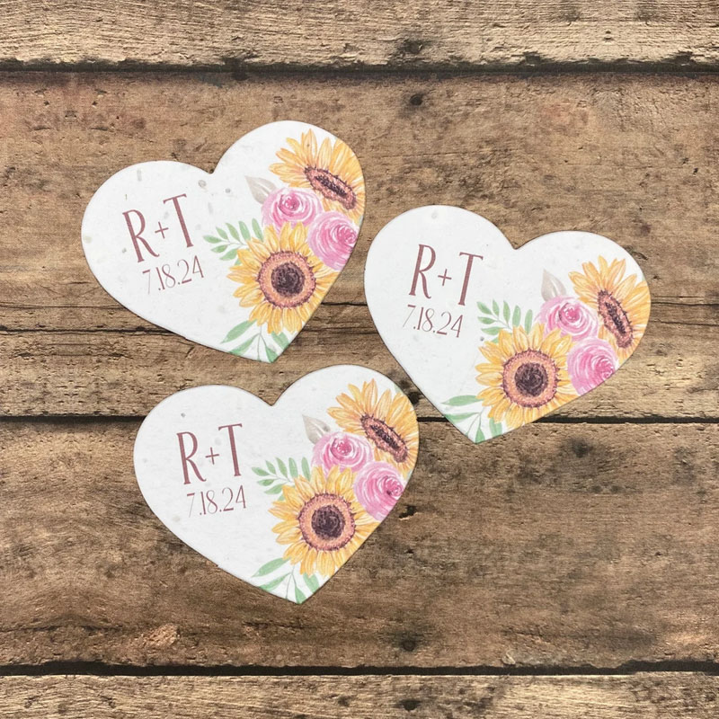 Personalized Floral Design Seed Paper Heart Favors