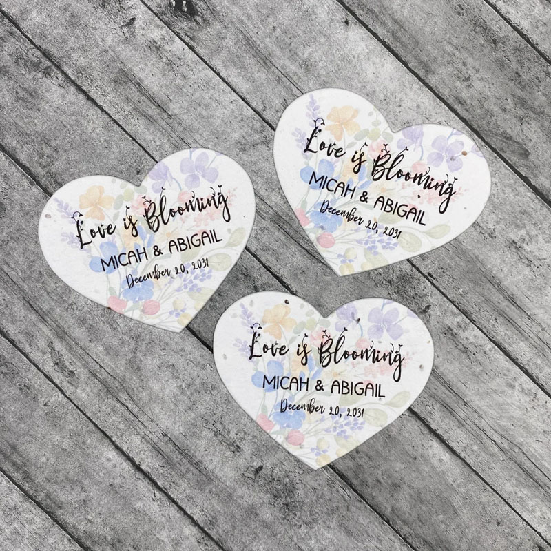 Personalized Floral Design Seed Paper Heart Favors