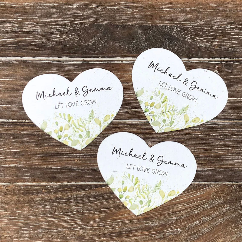 Personalized Floral Design Seed Paper Heart Favors