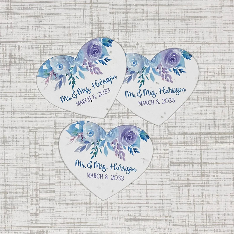 Personalized Floral Design Seed Paper Heart Favors