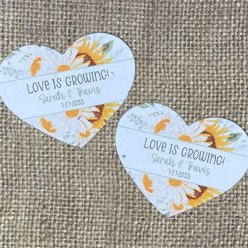 Personalized Floral Design Seed Paper Heart Favors