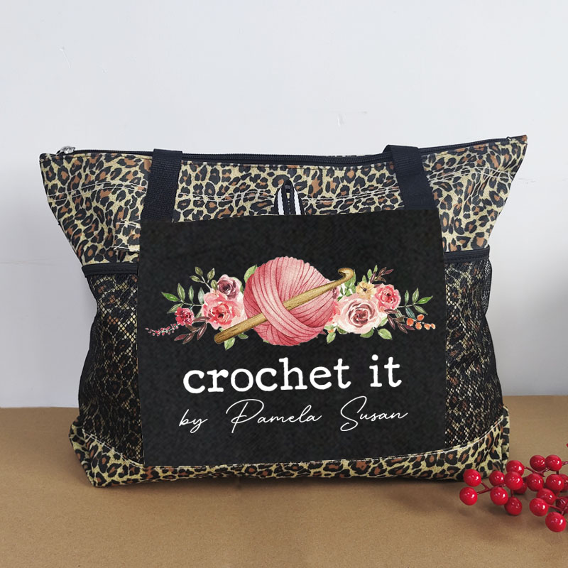 Personalized Knitting And Flowers Tote Bag