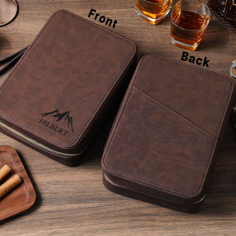 Personalized Leather Cigar Case Travel Cigar Box Groomsmen Gifts
