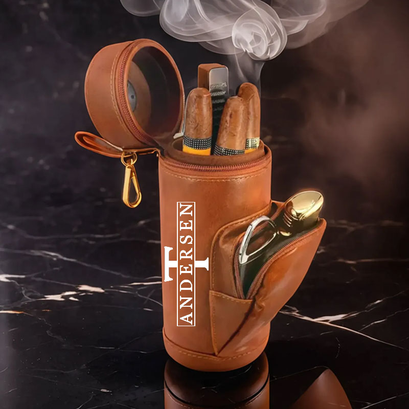 Personalized Leather Cigar Humidor Case Cigars Holder