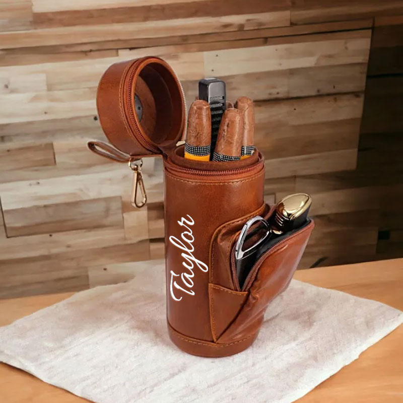 Personalized Leather Cigar Humidor Case Cigars Holder