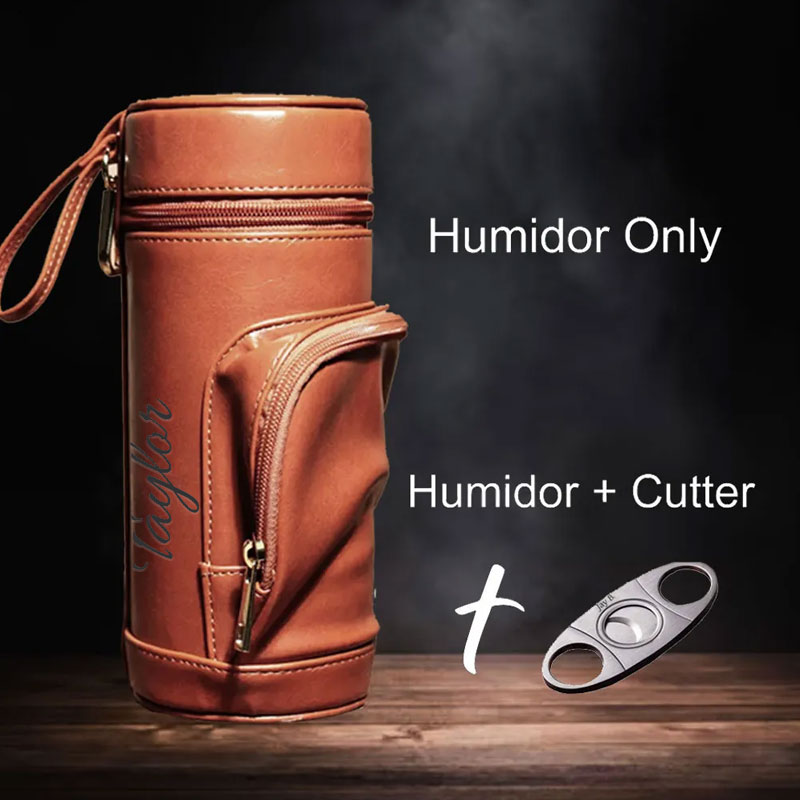 Personalized Leather Cigar Humidor Case Cigars Holder Men Gift