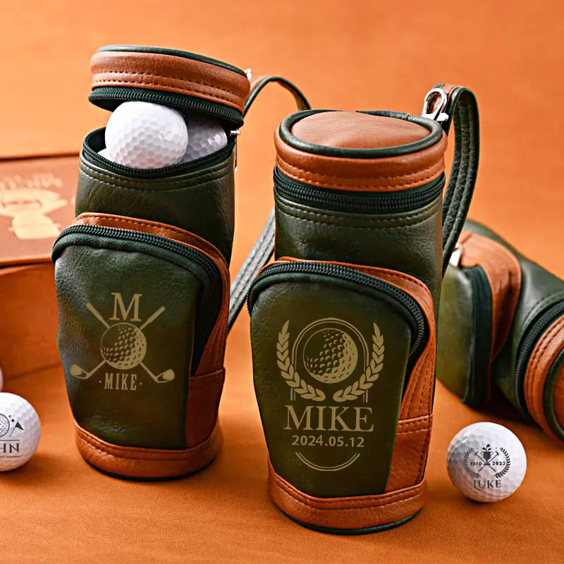 Personalized Leather Cigar Humidor - Golf Inspired Design