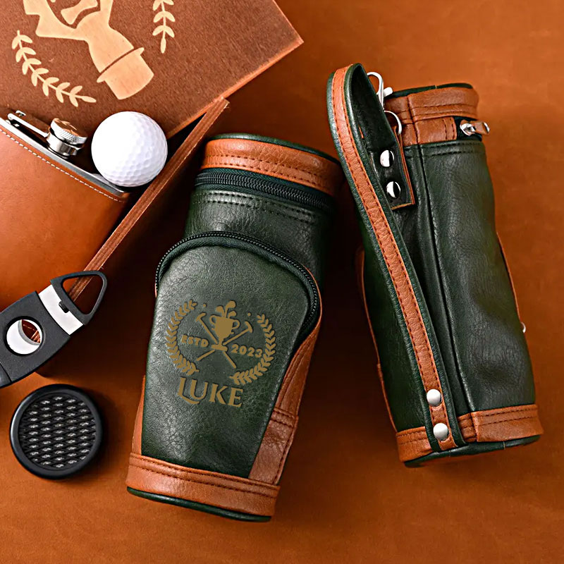 Personalized Leather Cigar Humidor - Golf Inspired Design