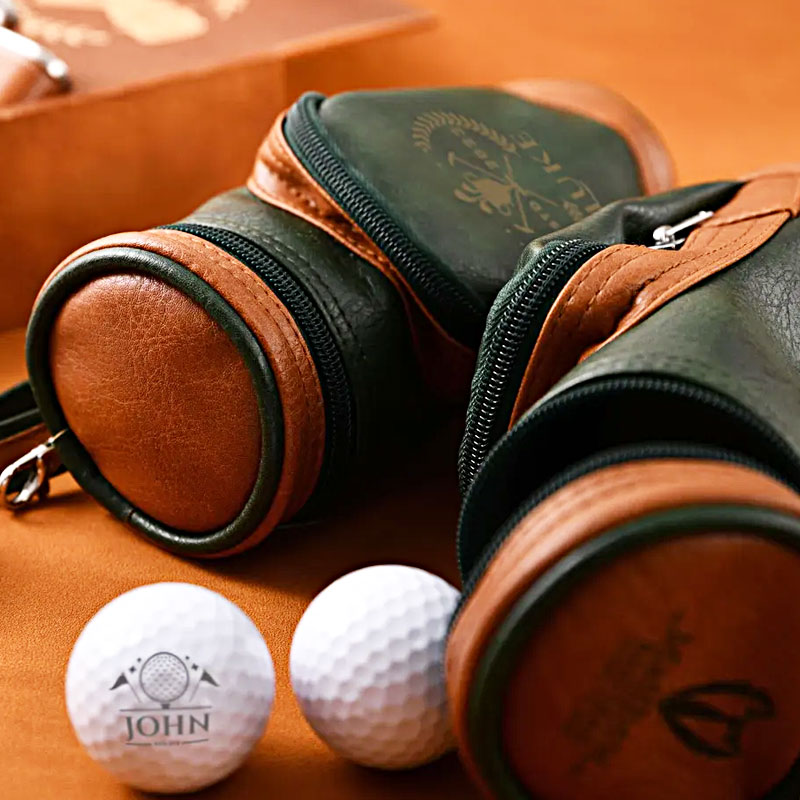 Personalized Leather Cigar Humidor - Golf Inspired Design
