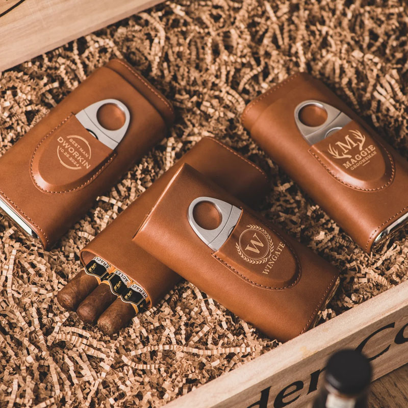 Personalized Leather Travel Cigar Case
