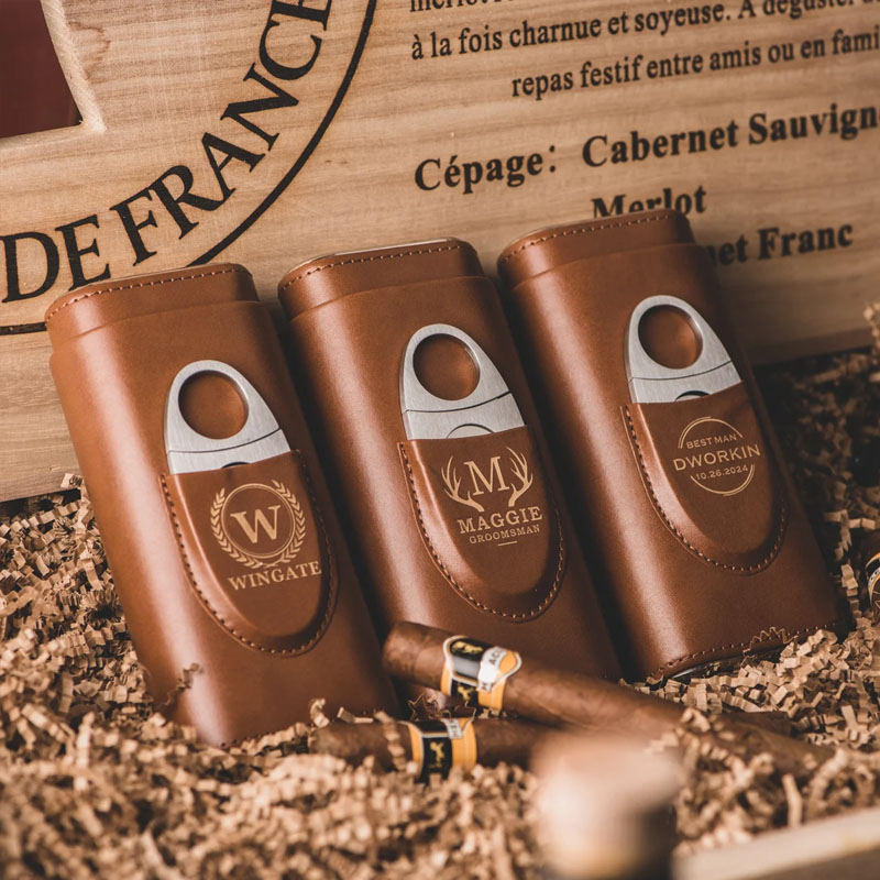 Personalized Leather Travel Cigar Case