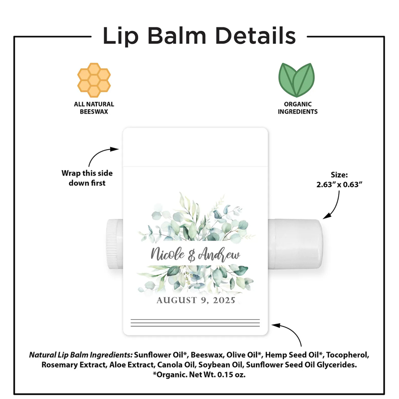Personalized Lip Balm Favors Wedding Bridal Shower Favor