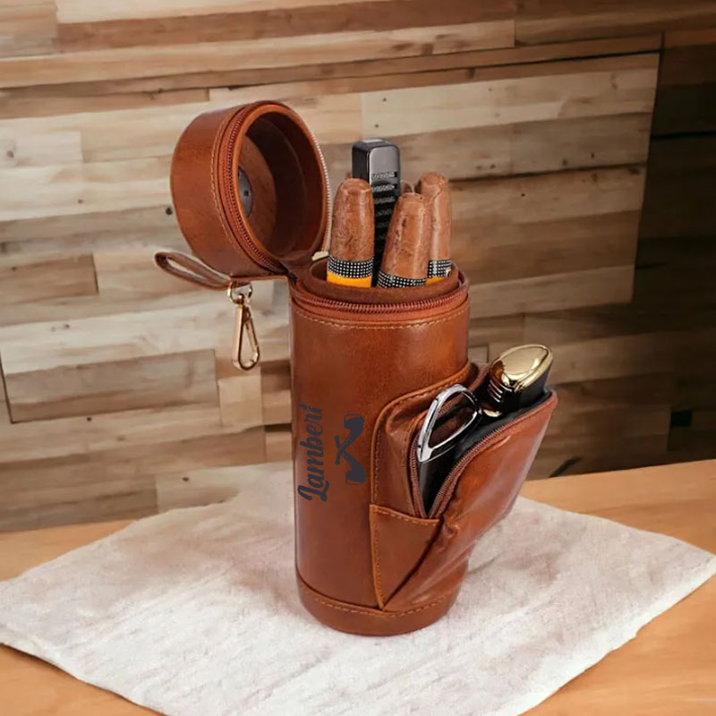 Personalized Men's Cigar Humidor Case Leather Gift