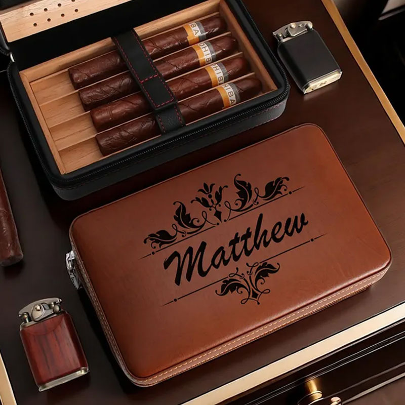 Personalized Travel Cigar Humidor Box Anniversary Gifts