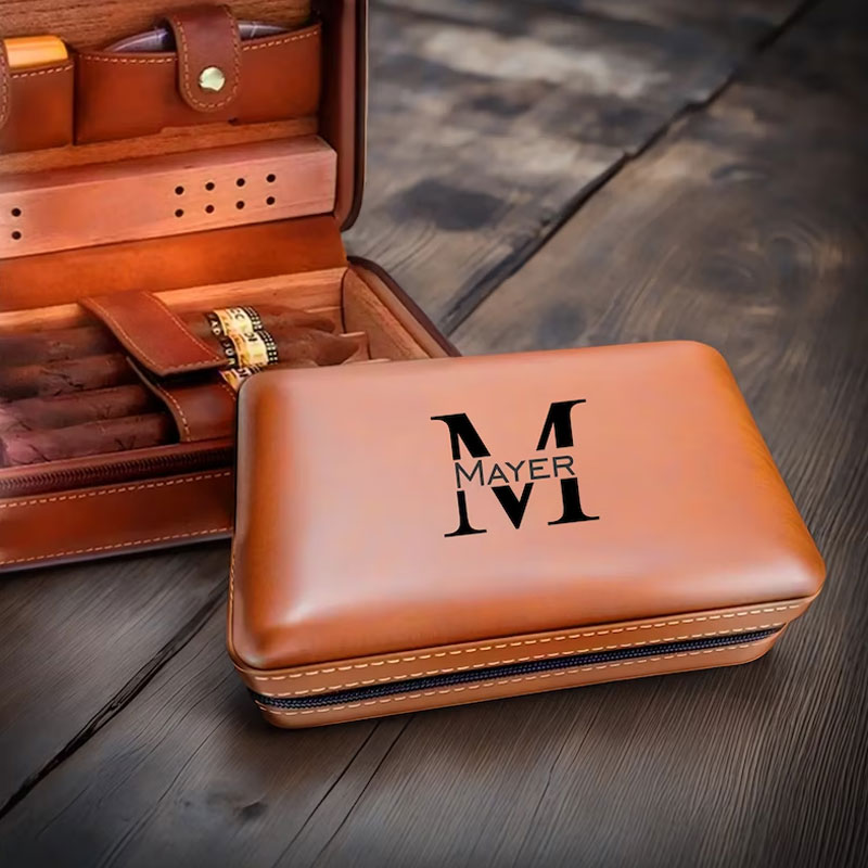 Personalized Travel Cigar Humidor Case Gift for Cigar Aficionado