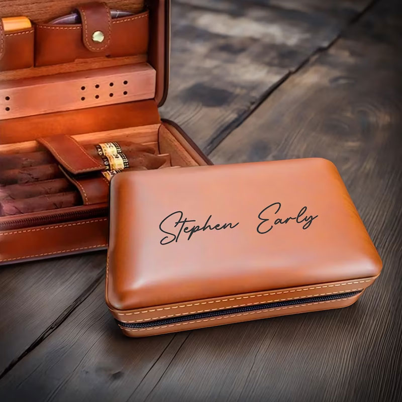 Personalized Travel Cigar Humidor Case Gift for Cigar Aficionado