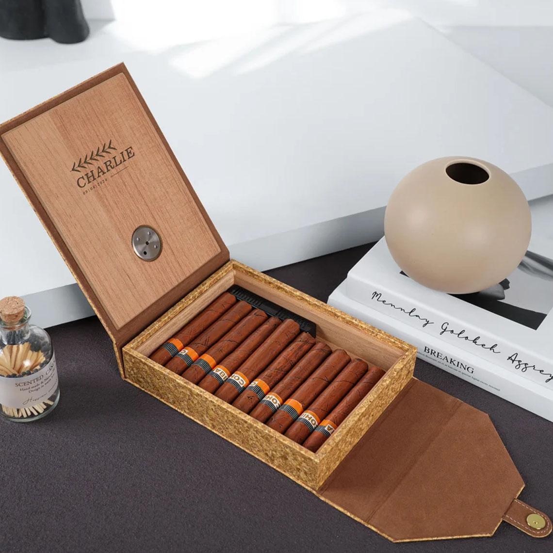 Personalized Travel Cigar Humidor Gift For Dad