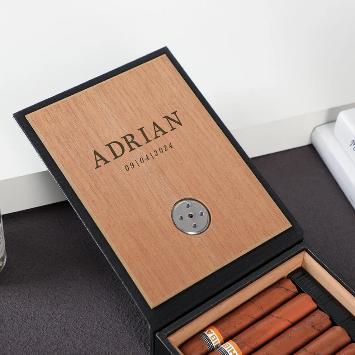 Personalized Travel Cigar Humidor Gift For Dad