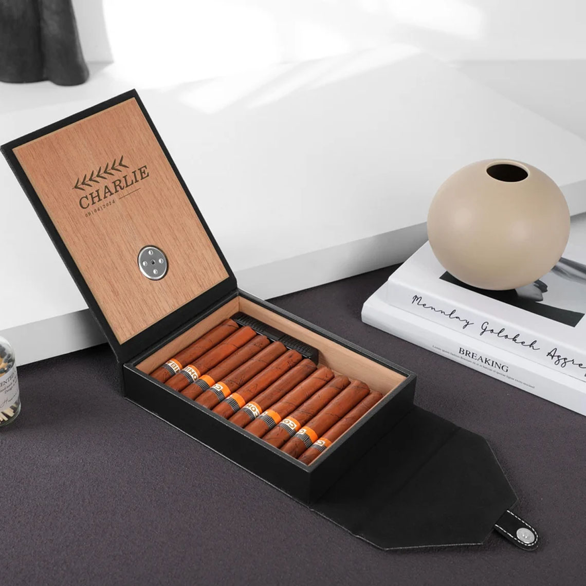 Personalized Travel Cigar Humidor Gift For Dad