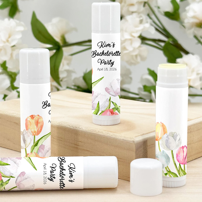Personalized Tulip Lip Balm Favors - Bridal Shower, Wedding, Birthday