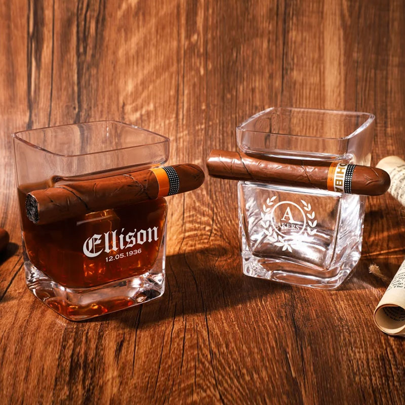 Personalized Whiskey Cigar Glass Holder Whiskey Lover Gift