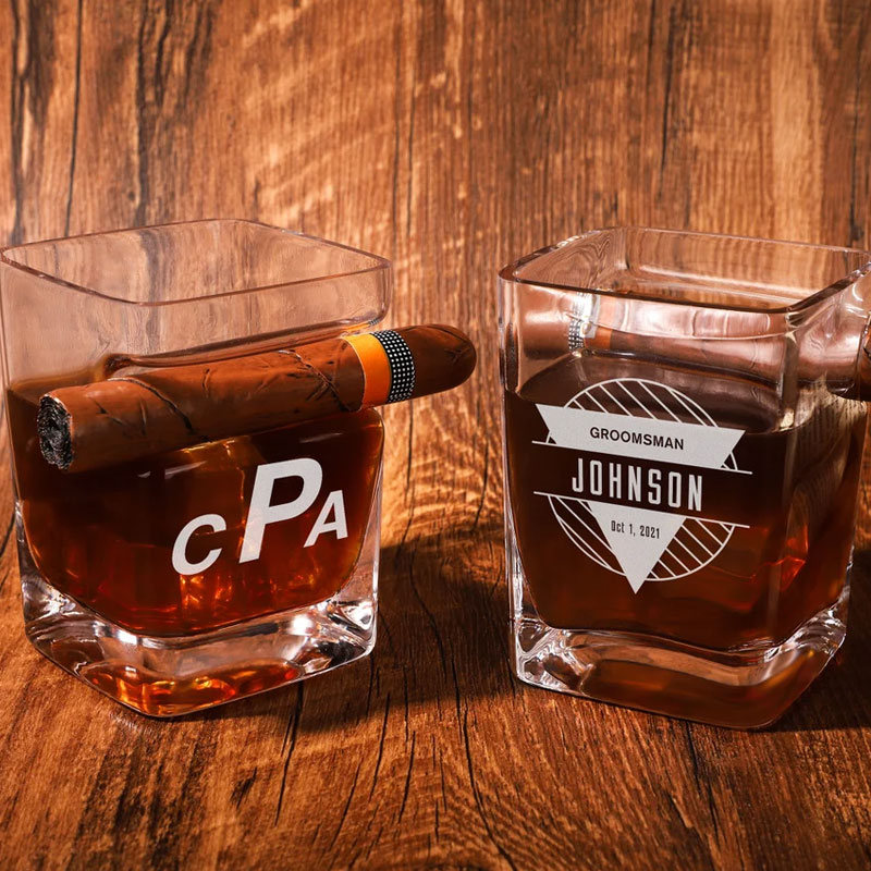 Personalized Whiskey Cigar Glass Holder Whiskey Lover Gift