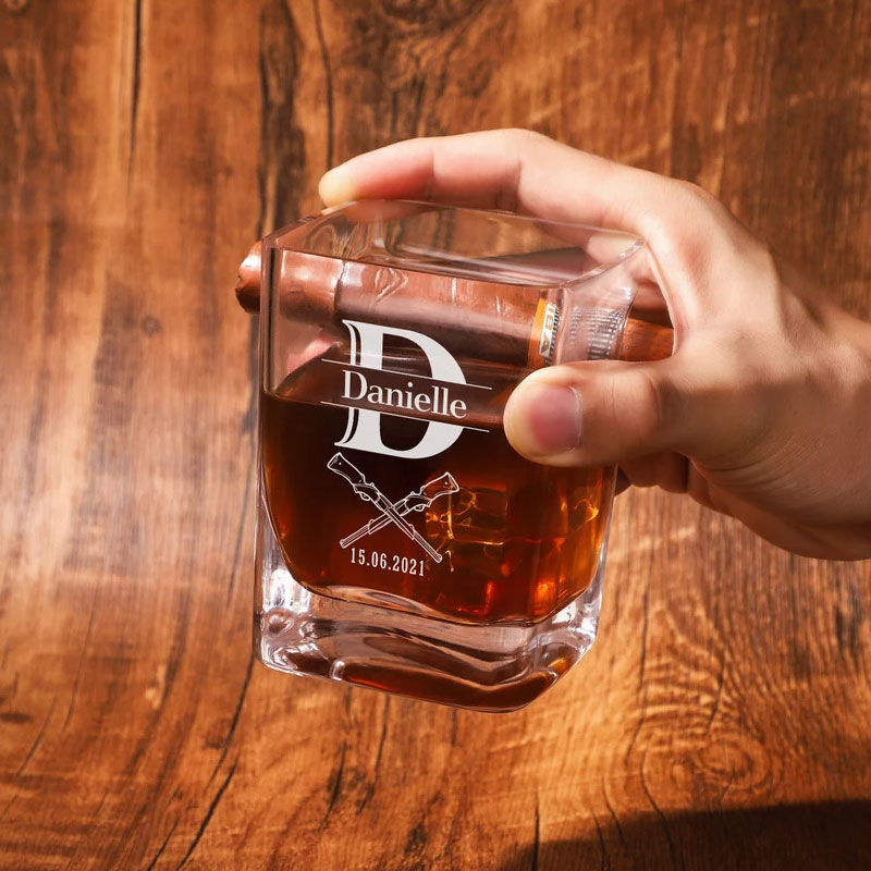 Personalized Whiskey Cigar Glass Holder Whiskey Lover Gift