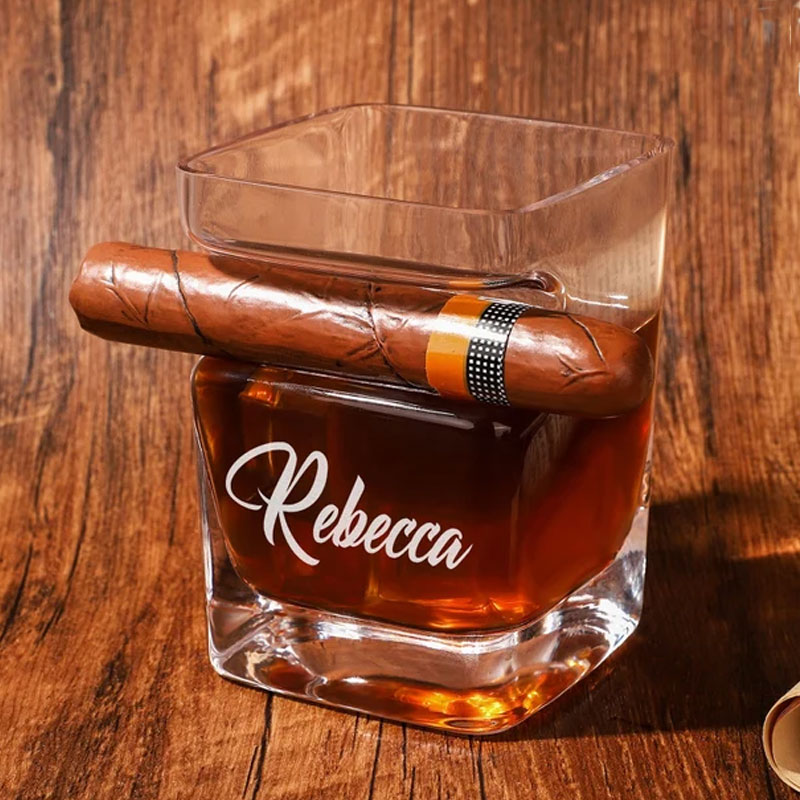 Personalized Whiskey Cigar Glass Holder Whiskey Lover Gift