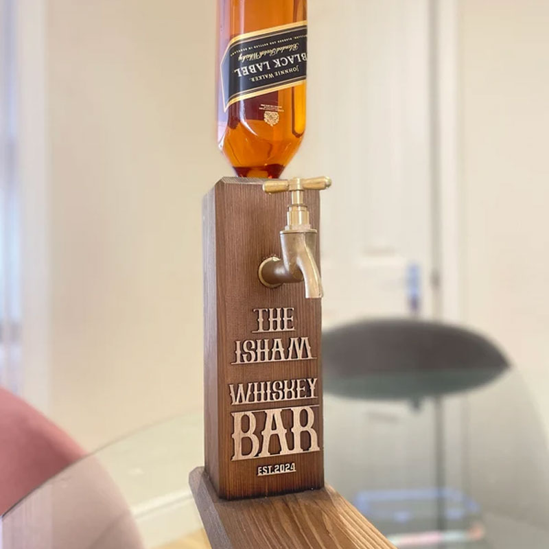 Personalized Whiskey Dispenser Wood Drink Fountain