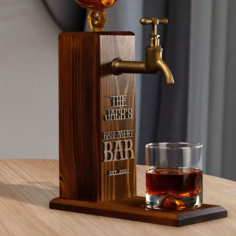 Personalized Whiskey Dispenser Wood Drink Fountain