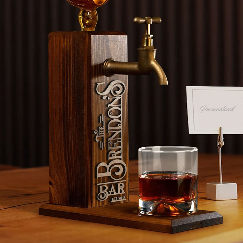 Personalized Whiskey Dispenser Wood Drink Fountain