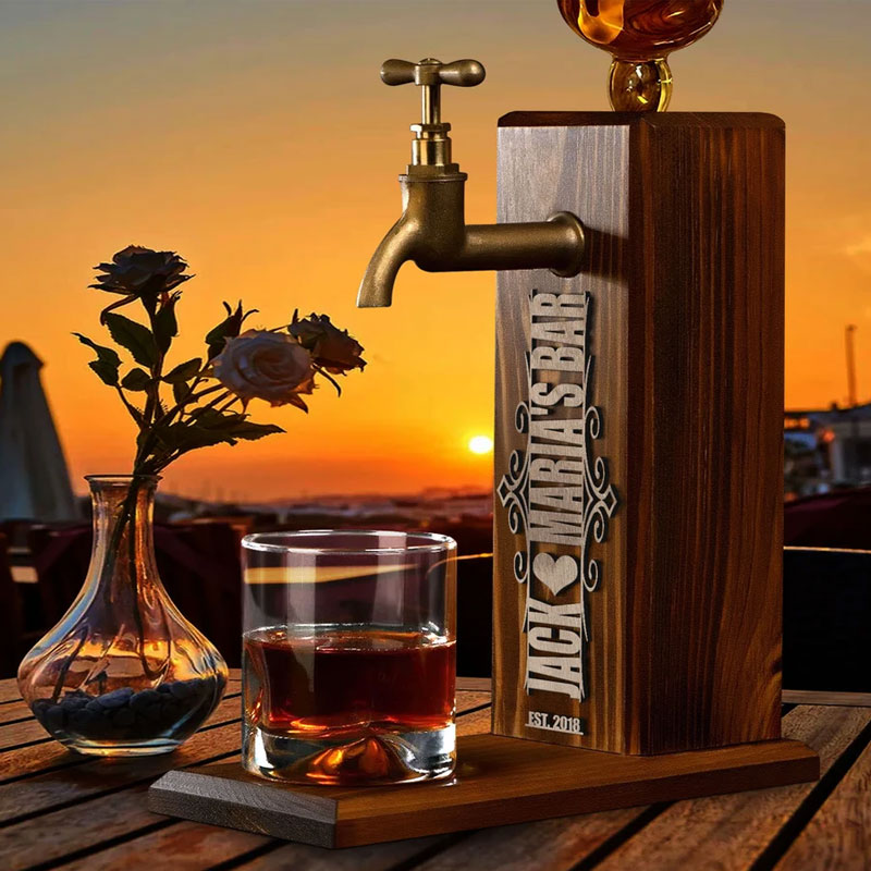 Personalized Whiskey Dispenser Wood Drink Fountain