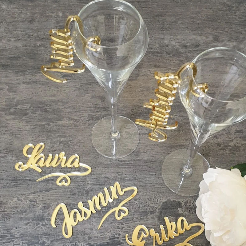 Personalized Wine Glasses Acrylic Name Decoration