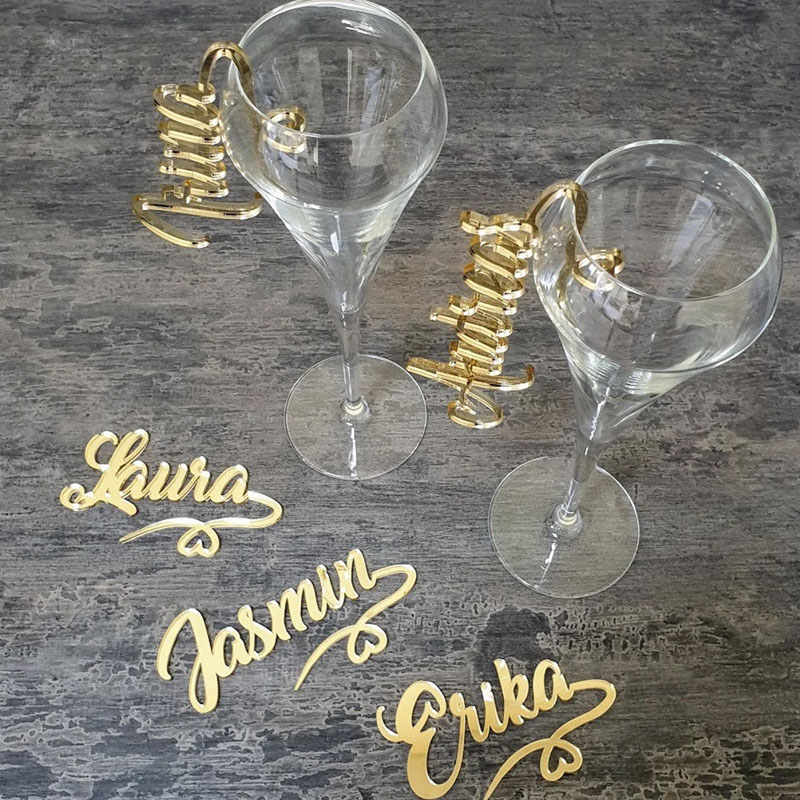 Personalized Wine Glasses Acrylic Name Decoration