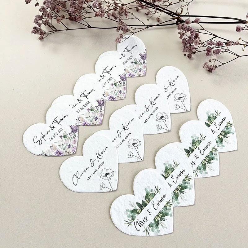 Bulk Plantable Heart Shapes Thank you Wedding Favour Seed Paper