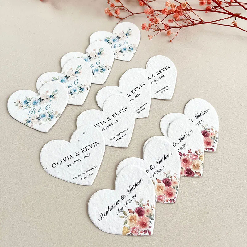 Bulk Plantable Heart Shapes Thank you Wedding Favour Seed Paper