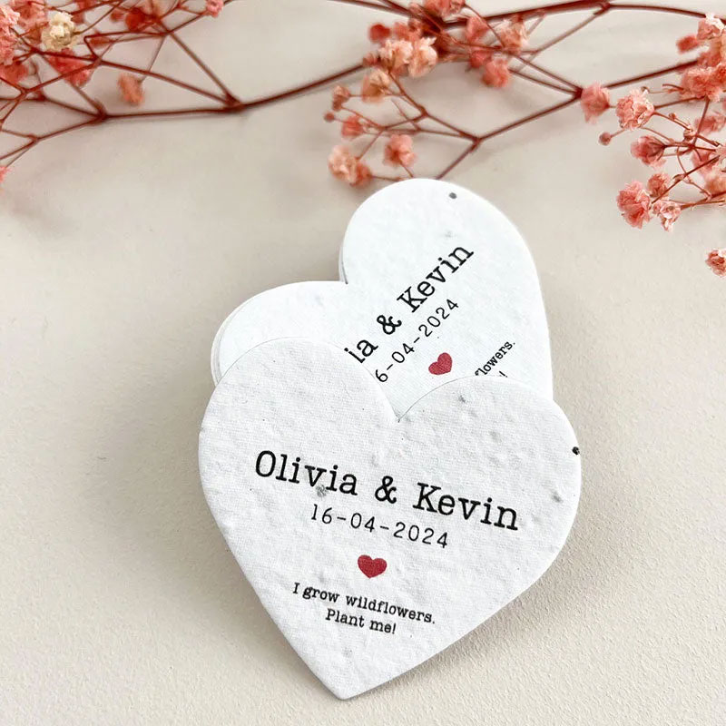 Bulk Plantable Heart Shapes Thank you Wedding Favour Seed Paper