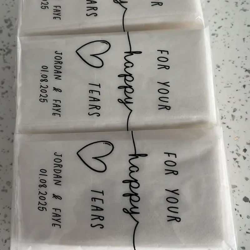 Happy Tears Tissue Packets Wedding Guests Biodegradable Packets