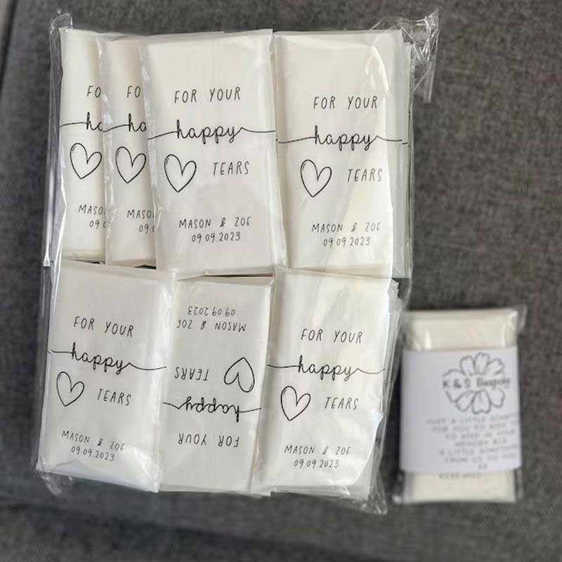 Happy Tears Tissue Packets Wedding Guests Biodegradable Packets